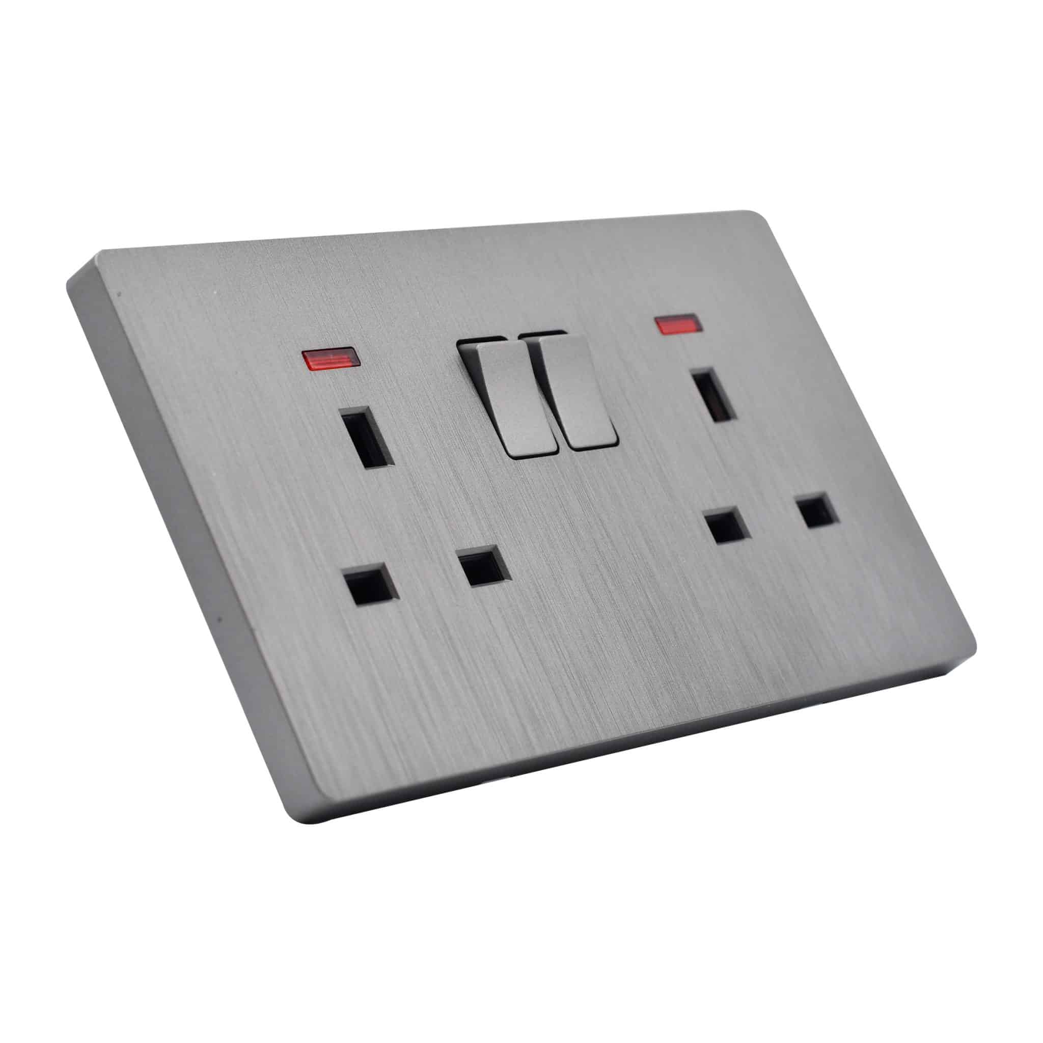 Double Switched Socket Gray - Alraed Alarabi