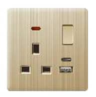 Switched Socket With Usb+Type-C Gold - Alraed Alarabi